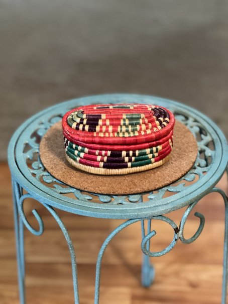 Small red basket with lid