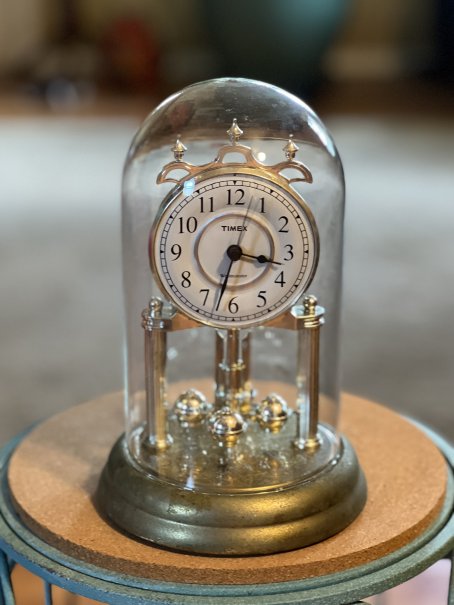Timex Westminster Anniversary Glass Dome Clock (keeps accurate time but pendulum and chimes are squirrely)