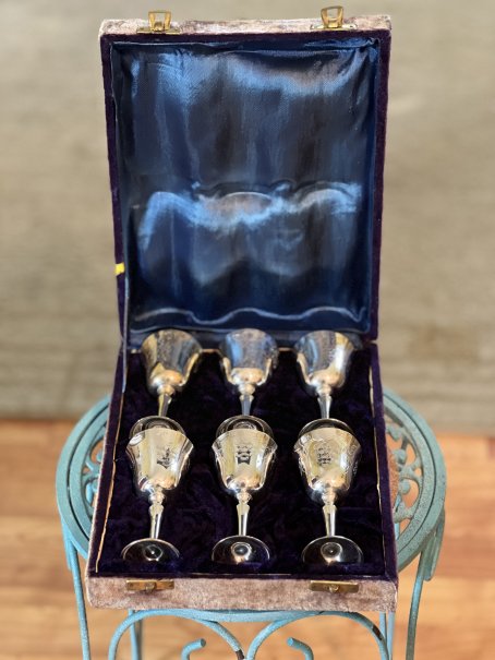 Silver Plate Cordial/Sherry Goblets in box