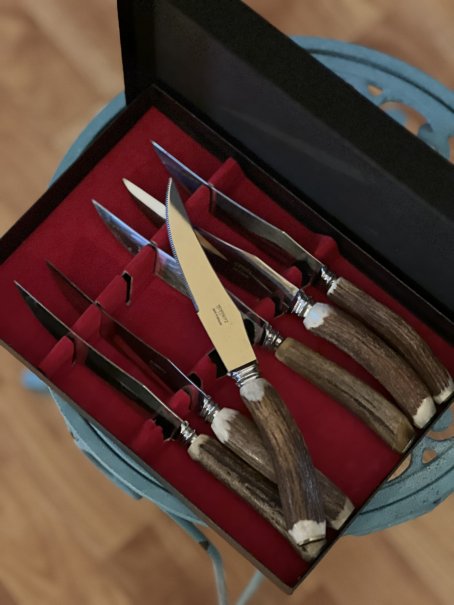 Hoffritz Steak Knives with Stag/Deer Antler Bone handles